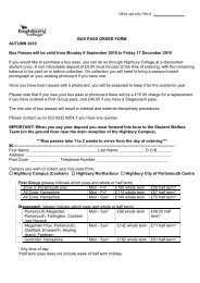 BUS PASS ORDER FORM AUTUMN 2010 Bus ... - Highbury College