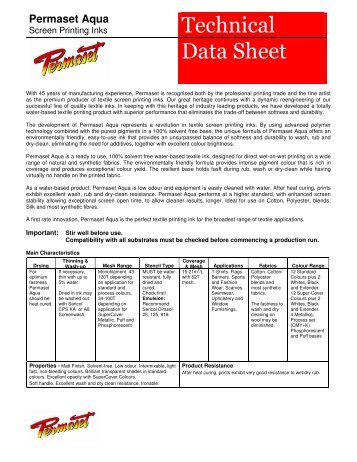 Download technical data sheet for Permaset Aqua in pdf - Rex Art