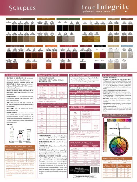 Pure OxI CREME DEVELOPER CHART - Scruples