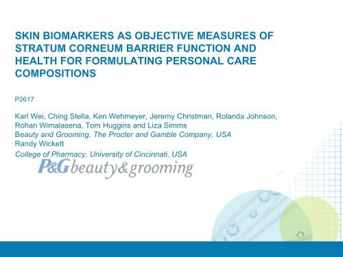 Skin Biomarkers as objective measures of stratum corneum barrier