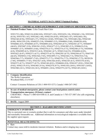 MATERIAL SAFETY DATA SHEET Finished Product ... - Wella