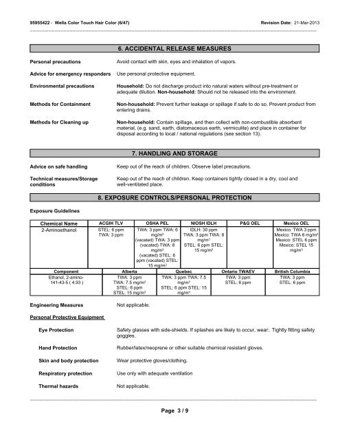 Material Safety Data Sheet - Wella