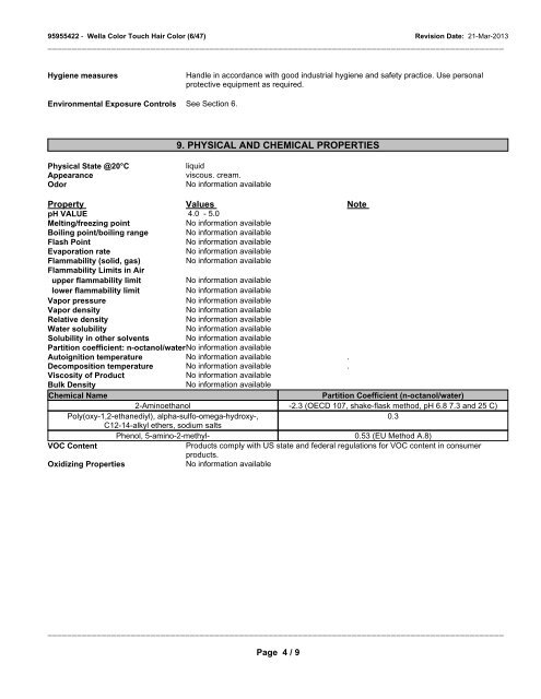 Material Safety Data Sheet - Wella