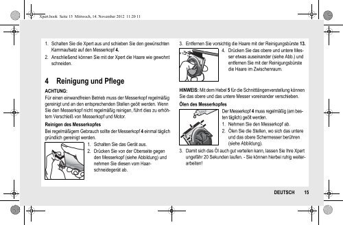 BeDIeNUNGSANLeItUNG INStrUCtION MANUAL MODe D ... - Wella