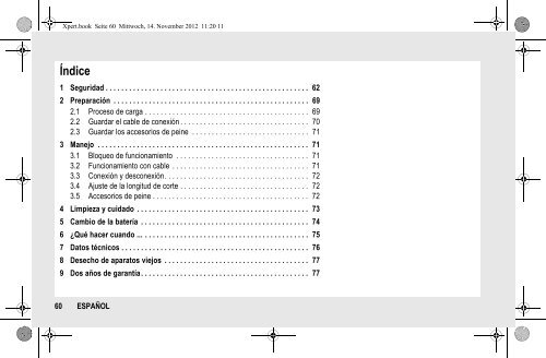 BeDIeNUNGSANLeItUNG INStrUCtION MANUAL MODe D ... - Wella