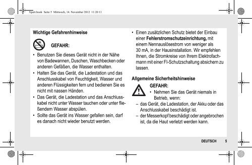 BeDIeNUNGSANLeItUNG INStrUCtION MANUAL MODe D ... - Wella