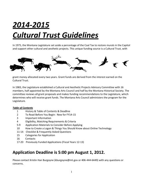 14 15 Cultural Trust Guidelines Montana Arts Council 14 15 Cultural Trust Guidelines Montana Arts Council