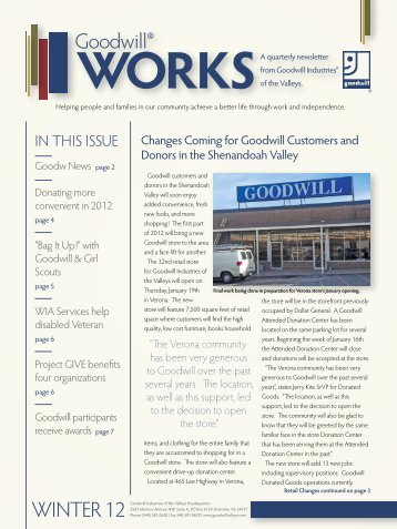 winter newsletter - Goodwill Industries of the Valleys