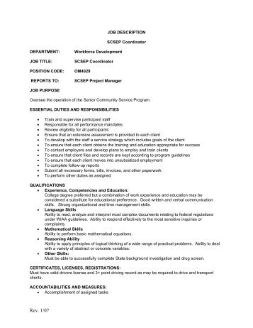 JOB DESCRIPTION - Goodwill Industries of the Valleys