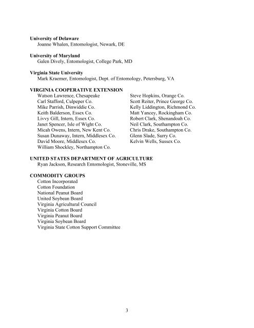 Insect Pest Management in Virginia Cotton, Peanut, and Soybean