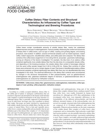 Coffee Dietary Fiber Contents and Structural - Food Technology ...