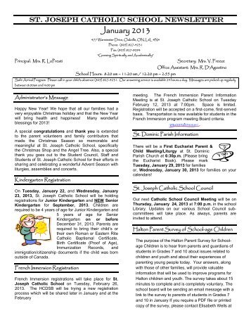 January 2013 - Halton Catholic District School Board