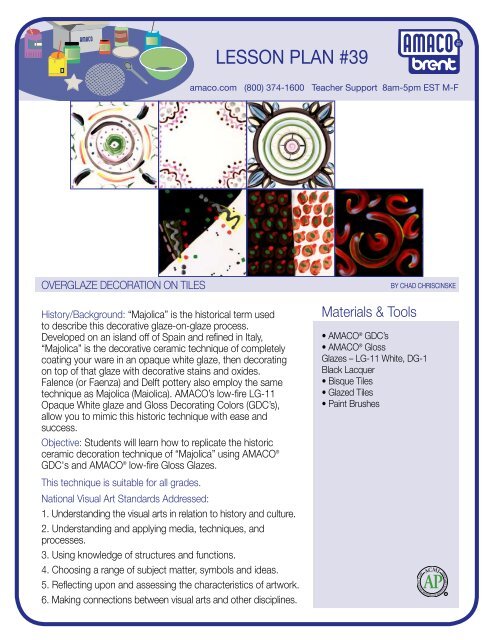 AMACO Decorated Ceramic Tile with Low Fire Glazes, 6 X 6 in AMACO Decorated Ceramic Tile with Low Fire Glazes, 6 X 6 in