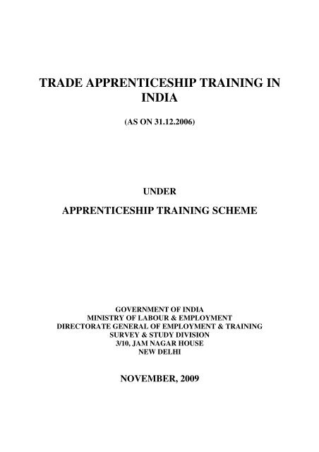 trade apprenticeship training in india - Directorate General of ...