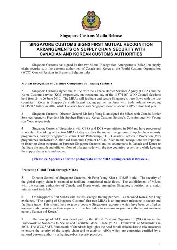 Singapore Customs Media Release SINGAPORE CUSTOMS SIGNS ...