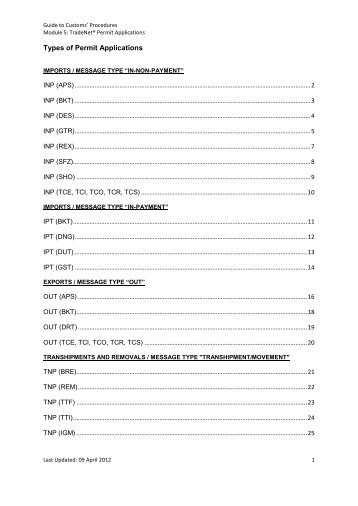 Types of Permit Applications - Singapore Customs