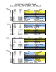 Schedule - Hockessin Athletic Club