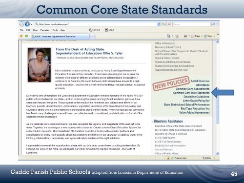 Louisiana's Implementation of Common Core State Standards