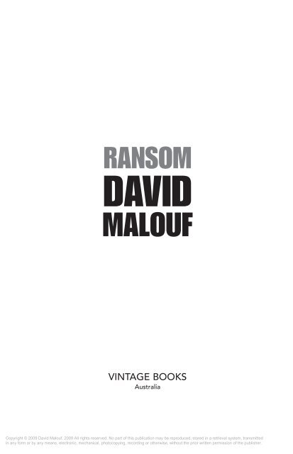 DAVID MALOUF RANSOM - Booktopia