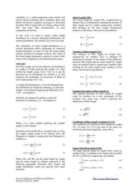 Adjustment of Cotton Fiber Length by the Statistical Normal ...