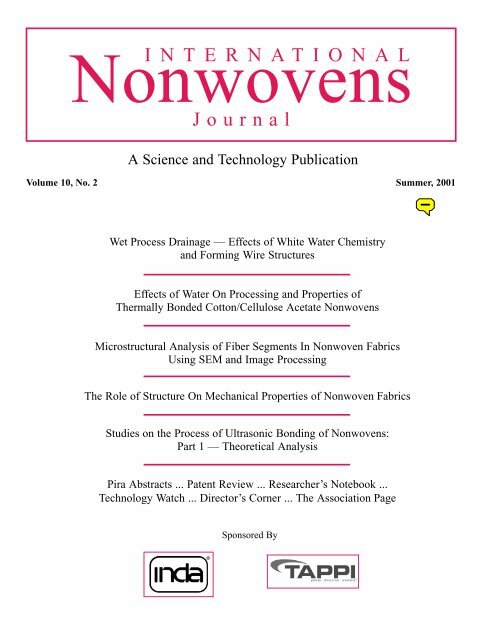 2001 - Volume 2 - Journal of Engineered Fibers and Fabrics