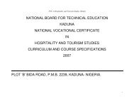 NVC in Hospitality and Tourism Studies - NBTE