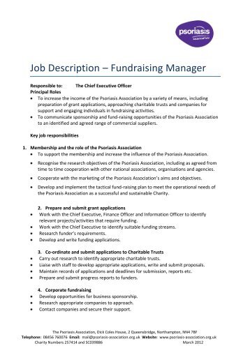 Job Description â Fundraising Manager - The Psoriasis Association