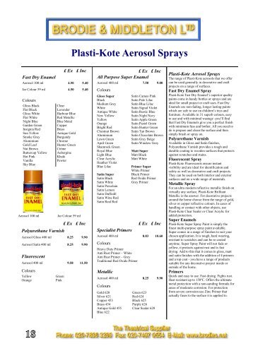 Plasti-Kote Aerosol Sprays - Russell and Chapple