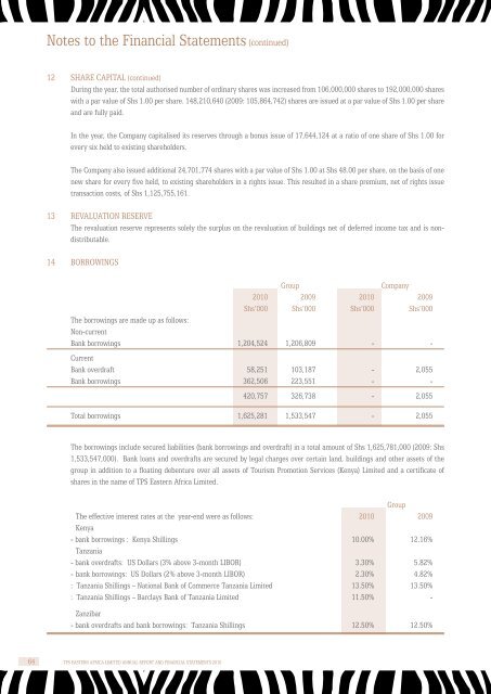 TPSEAL 2010 Financial Results. - Serena Hotels