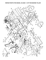 14 repair parts for model 45-03081 5 hp tow behind tiller - Agri-Fab