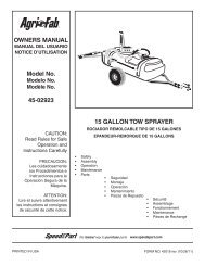 OWNERS MANUAL Model No. 45-02923 15 GALLON ... - Agri-Fab