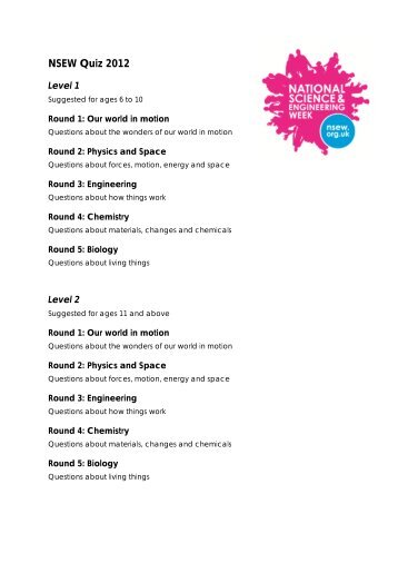 NSEW Quiz 2012 - British Science Association