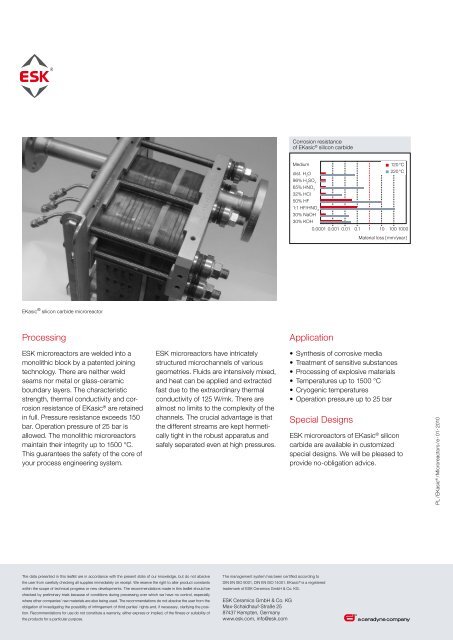 Ekasic® SILICON CARBIDE MICROREACTORS - ESK