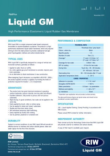 RIW LIQUID GM DATA SHEET:RIW WATERSTOP - EPMS Supplies