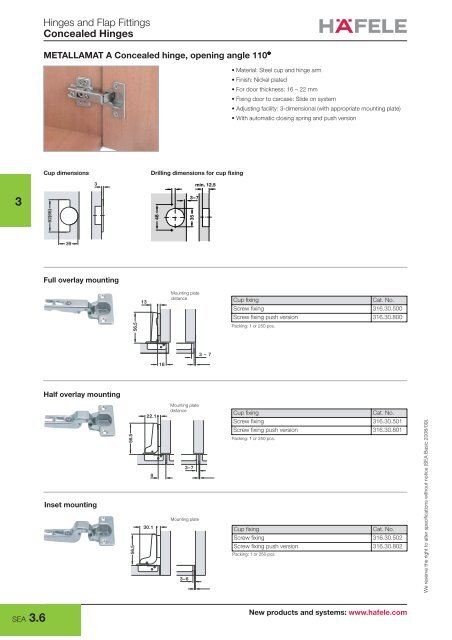 Hinges And Flap Fittings Concealed Hinges Hafele