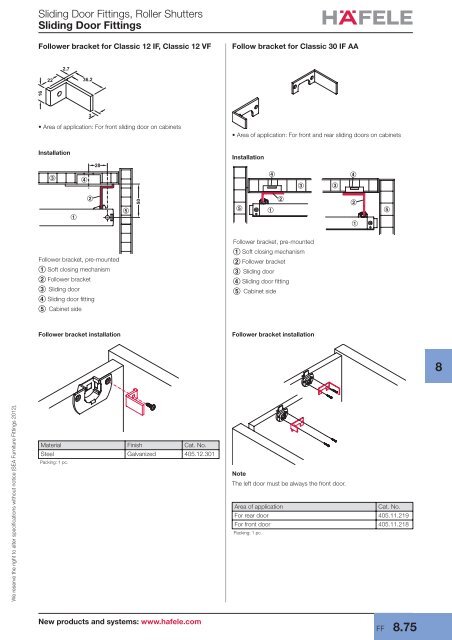 Sliding Door Fittings - Hafele