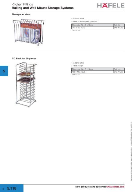 Railing and Wall Mount Storage Systems - Hafele