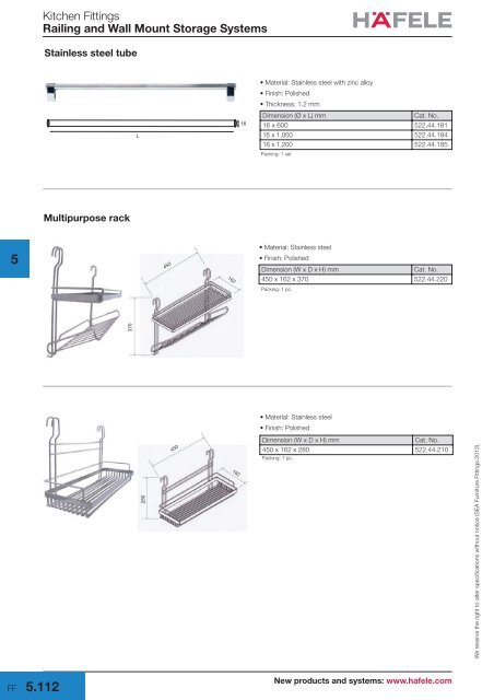 Railing and Wall Mount Storage Systems - Hafele