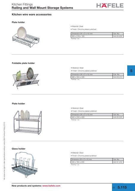 Railing and Wall Mount Storage Systems - Hafele