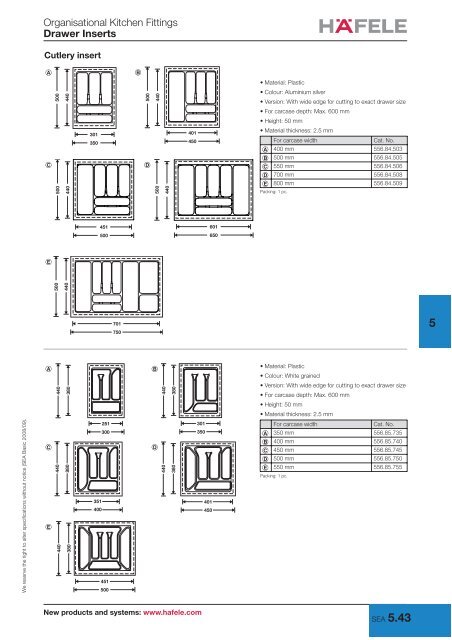 Organisational Kitchen Fittings Drawer and Front Extensions - Hafele