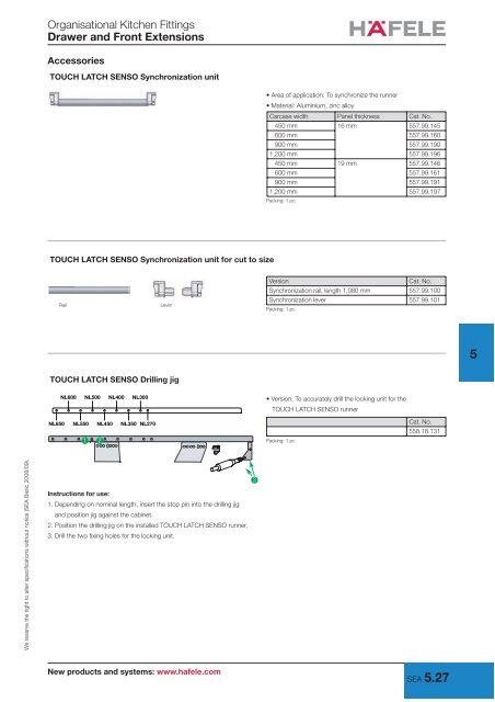 Organisational Kitchen Fittings Drawer and Front Extensions - Hafele