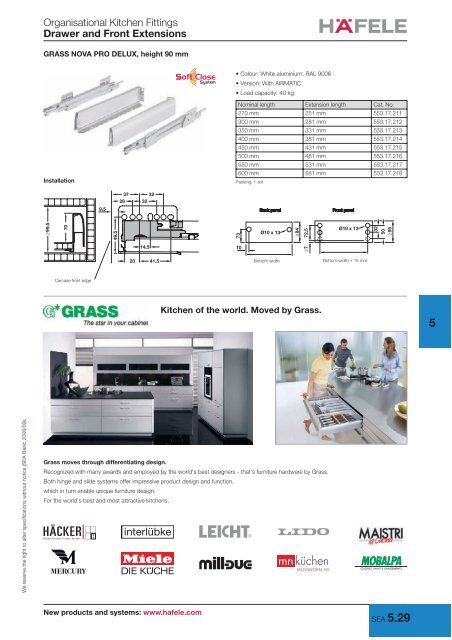 Organisational Kitchen Fittings Drawer and Front Extensions - Hafele