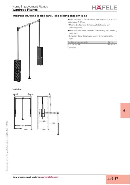 Home Improvement Fittings - Wardrobe fittings, Bedroom ... - Hafele