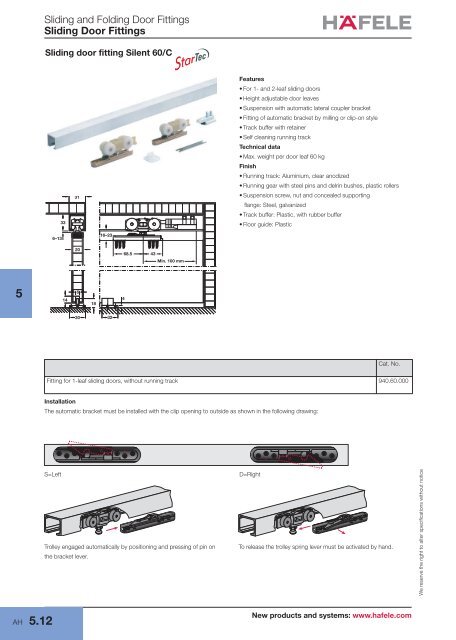 Sliding door fittings - Hafele