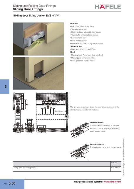 Sliding door fittings - Hafele