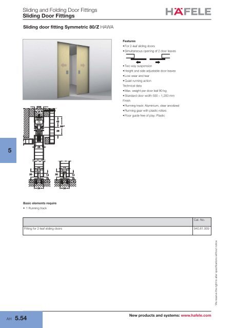 Sliding door fittings - Hafele