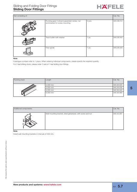 Sliding door fittings - Hafele