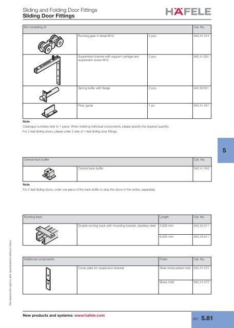 Sliding door fittings - Hafele