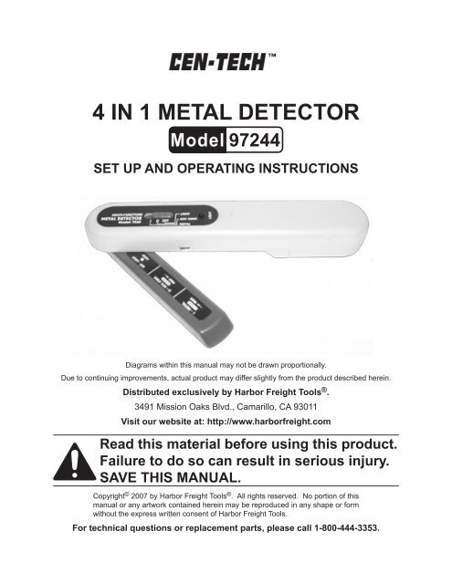 4 IN 1 METAL DETECTOR - Harbor Freight Tools