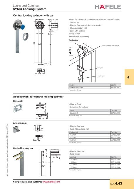 Lock and catches - Symo locking system - Hafele